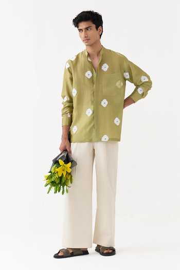 Three Block Print Shirt & Pant Set 