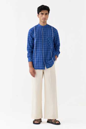 Three Checked Shirt & Twill Pant Set 