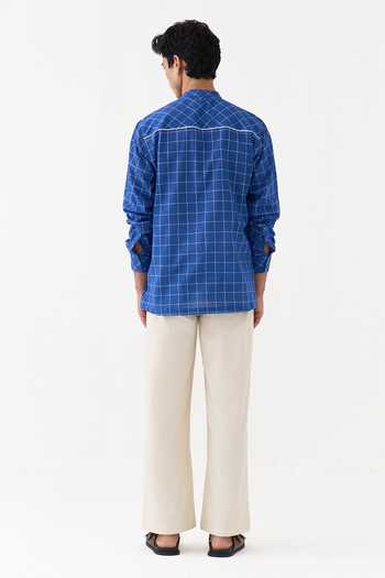 Three Checked Shirt & Twill Pant Set 