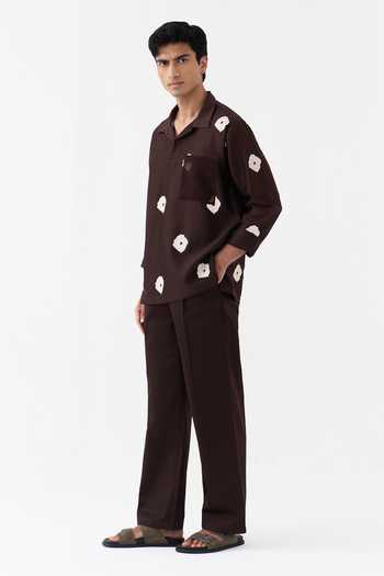 Three Brown Chanderi Block Print Short Kurta Online at Aza Fashions Three_Brown Chanderi Block Print Short Kurta _Online_at_Aza_Fashions
