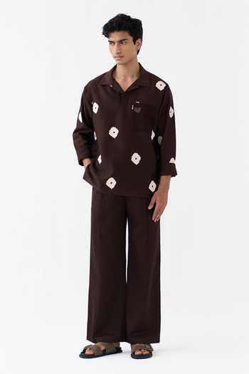 Three Brown Chanderi Block Print Short Kurta at Aza Fashions Three_Brown Chanderi Block Print Short Kurta _at_Aza_Fashions