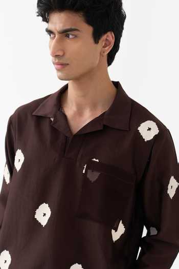 Buy Three Brown Chanderi Block Print Short Kurta Buy_Three_Brown Chanderi Block Print Short Kurta