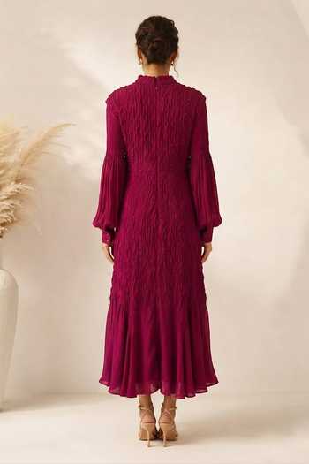 Crimp Pleated Polyester Dress 