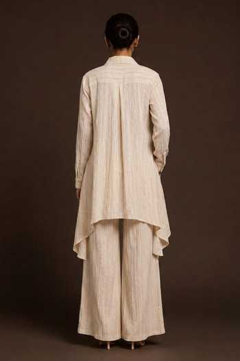 Crimp Polyester Kurta & Pant Set 