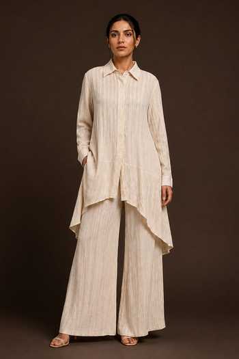Crimp Polyester Kurta & Pant Set 