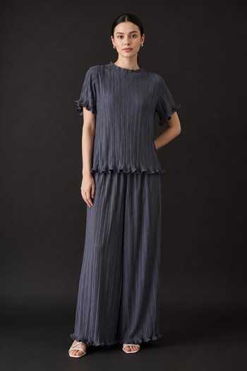 Crimp Pleated Top & Pant Set 
