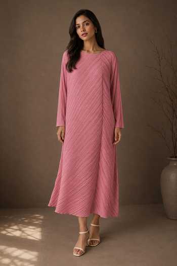 Crimp Pleated Midi Dress 