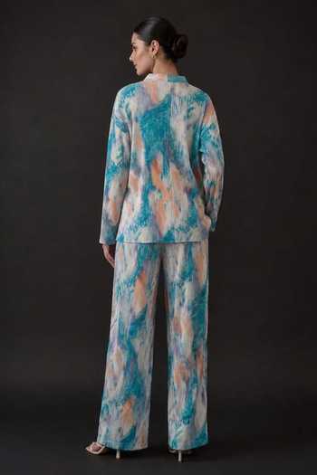 Crimp Abstract Printed Polyester Shirt & Pant Set 
