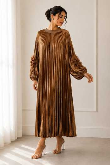 Crimp Pleated Midi Dress 