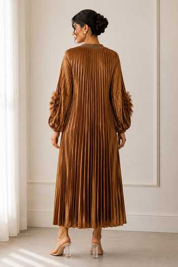 Crimp Pleated Midi Dress 