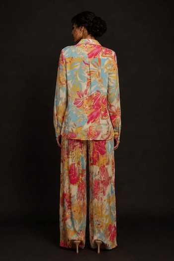 Crimp Printed Tropical Shirt & Pant Set 