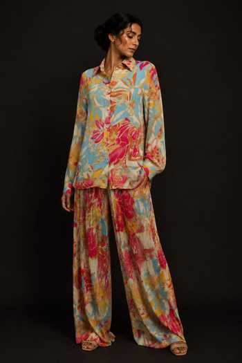 Crimp Printed Tropical Shirt & Pant Set 