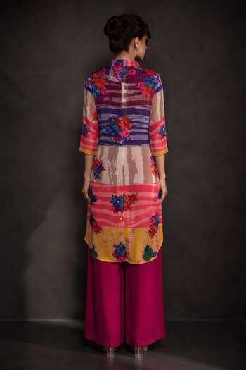 Crimp Printed Kurta & Palazzo Set 
