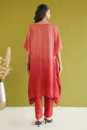 Masoomm Embroidered V-Neck Kaftan & Pant Set 
