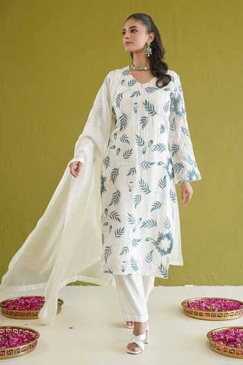 Masoomm Embroidered Organza Kurta Pant Set 