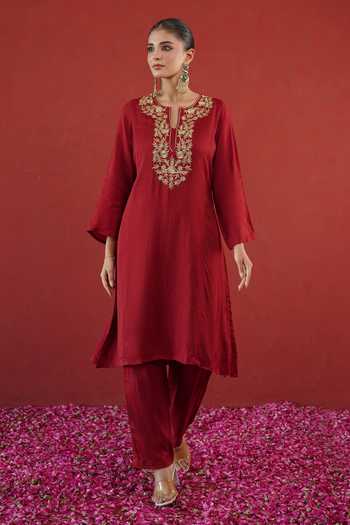 Masoomm Embroidered Straight Kurta & Pant Set