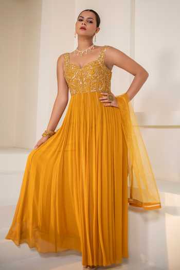 Rasasvada Sequin Yoke Embellished Anarkali 