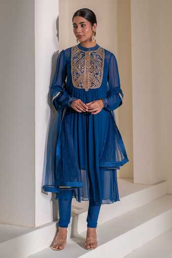 Rasasvada Yoke Embellished Kurta & Churidar Set 