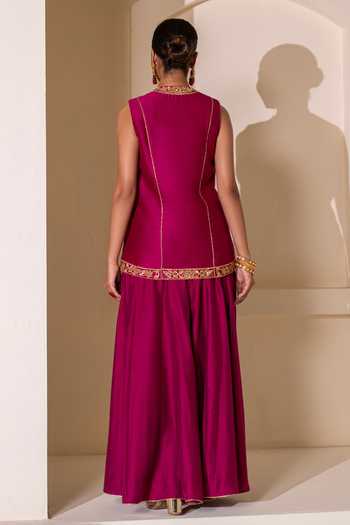 Rasasvada Chanderi Embellished Jacket Sharara Set 