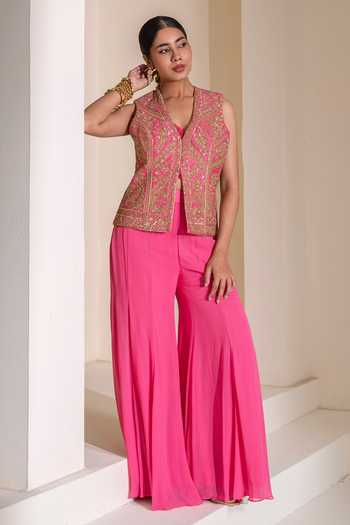Rasasvada Embellished Jacket Sharara Set 