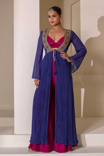 Rasasvada Border Embroidered Cape Palazzo Set 