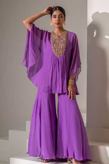 Rasasvada Yoke Embroidered Kaftan & Sharara Set 