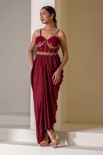 Rasasvada Embellished Pre-Draped Saree Gown 