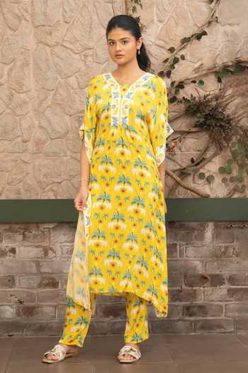 Senren By Eshana Raut Bohemian Print Kaftan & Pant Set 