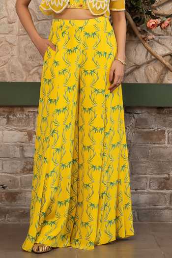 Buy Senren By Eshana Raut Yellow Crepe Square Neck Embroidered Cape Sharara Set Online at Aza Fashions Buy_Senren By Eshana Raut_Yellow Crepe Square Neck Embroidered Cape Sharara Set _Online_at_Aza_Fashions