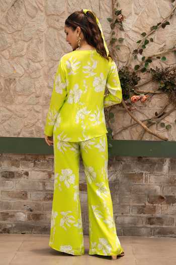 Senren By Eshana Raut Floral Print Draped Top & Pant Set 
