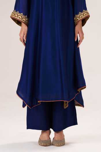Shop Almaari By Pooja Patel Blue Silk, Chanderi Round Neck Zeenat Kurta Set Online at Aza Fashions Shop_Almaari By Pooja Patel_Blue Silk, Chanderi Round Neck Zeenat Kurta Set _Online_at_Aza_Fashions