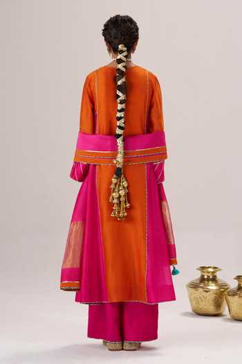 Almaari By Pooja Patel Morni Chanderi Silk Kurta Palazzo Set 