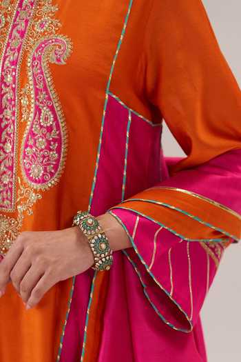 Almaari By Pooja Patel Multicolor Chanderi Silk, Silk, Chanderi, Tissue Round Neck, Morni Kurta Palazzo Set at Aza Fashions Almaari By Pooja Patel_Multicolor Chanderi Silk, Silk, Chanderi, Tissue Round Neck, Morni Kurta Palazzo Set _at_Aza_Fashions
