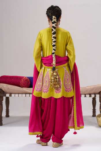 Almaari By Pooja Patel Roop Chanderi Silk Kurta Dhoti Pant Set 