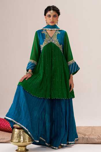 Almaari By Pooja Patel Raunak Gathered Kurta & Sharara Set 