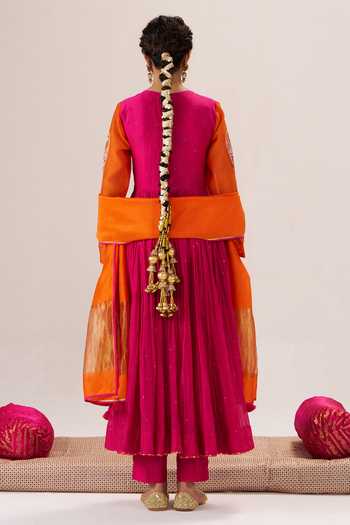 Almaari By Pooja Patel Sohni Chanderi Anarkali Pant Set 