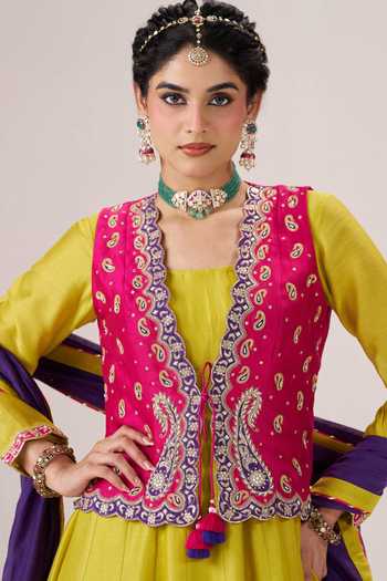 Buy Almaari By Pooja Patel Yellow , , Square Neck, Phulkari Jacket Anarkali Set Online at Aza Fashions Buy_Almaari By Pooja Patel_Yellow , , Square Neck, Phulkari Jacket Anarkali Set _Online_at_Aza_Fashions