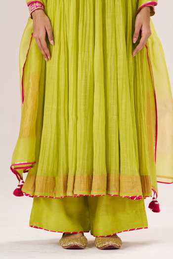 Buy Almaari By Pooja Patel Lime Silk, , Silk, Tissue Roop Anarkali Kurta And Pant Set Online at Aza Fashions Buy_Almaari By Pooja Patel_Lime Silk, , Silk, Tissue Roop Anarkali Kurta And Pant Set _Online_at_Aza_Fashions