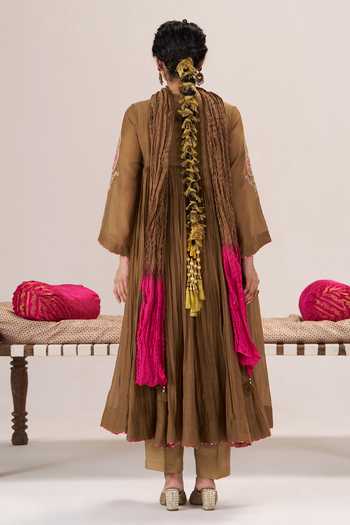 Almaari By Pooja Patel Rangrez Chanderi Anarkali Kurta Pant Set 