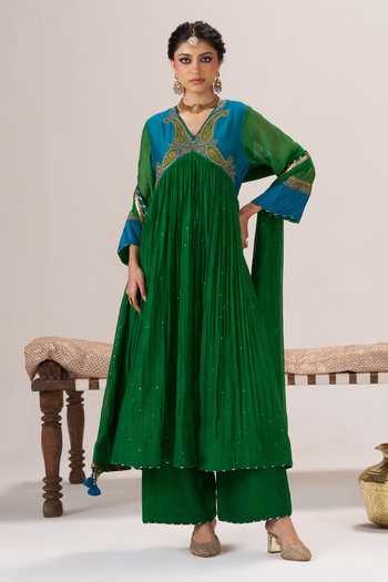 Almaari By Pooja Patel Zoya Chanderi Silk Anarkali Set 