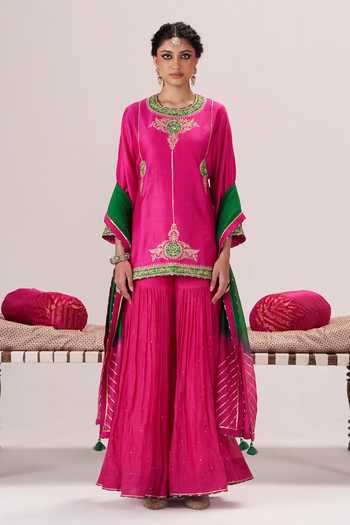 Almaari By Pooja Patel Adaa Short Kurta Sharara Set 