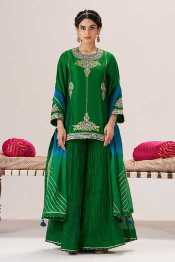 Almaari By Pooja Patel Adaa Chanderi Kurta Sharara Set 