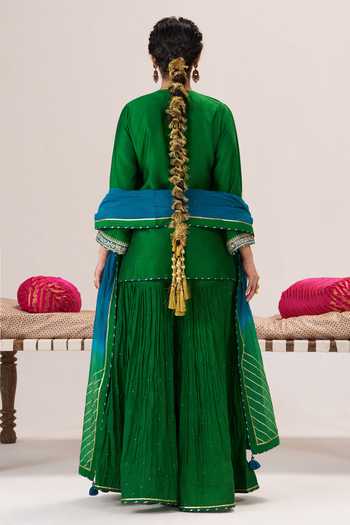 Almaari By Pooja Patel Adaa Chanderi Kurta Sharara Set 