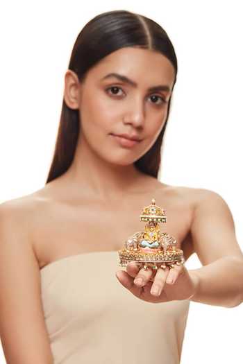 Shop Raabta By Rahul Multi Color Kunjar Kamala 3d Rotating Ring Online at Aza Fashions Shop_Raabta By Rahul_Multi Color Kunjar Kamala 3d Rotating Ring _Online_at_Aza_Fashions