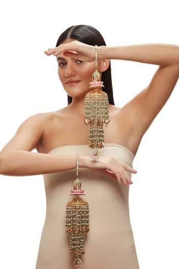 Buy Raabta By Rahul Pink Shivika Double Jhumki Pair Of Kaleeras Online at Aza Fashions Buy_Raabta By Rahul_Pink Shivika Double Jhumki Pair Of Kaleeras _Online_at_Aza_Fashions