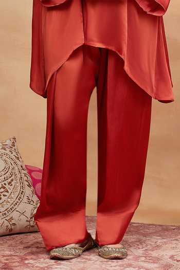 Buy DAREISS Orange Silk, Satin Round Neck, Yes Meer Embroidered Kurta And Salwar Set Buy_DAREISS_Orange Silk, Satin Round Neck, Yes Meer Embroidered Kurta And Salwar Set