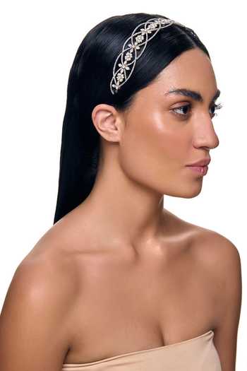 Buy_Raabta By Rahul_White Pearls, Crystals, Rhinestones Zeenat Studded Headband _Online_at_Aza_Fashions