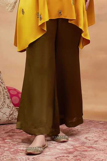 Buy DAREISS Yellow Silk, Chiffon, Banarasi Shivala Paisley Embroidered Kurta And Pant Set Buy_DAREISS_Yellow Silk, Chiffon, Banarasi Shivala Paisley Embroidered Kurta And Pant Set