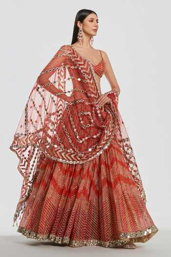 Abhinav Mishra Chevron Pattern Lehenga Set 