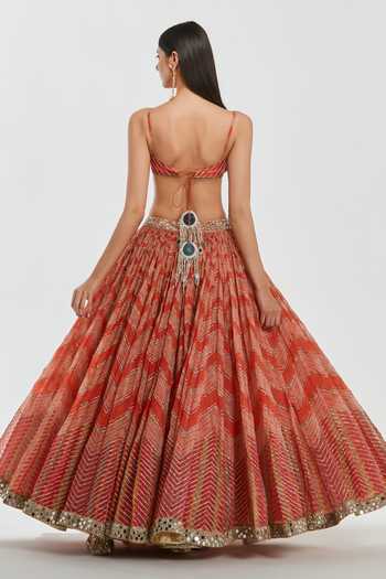 Abhinav Mishra Chevron Pattern Lehenga Set 